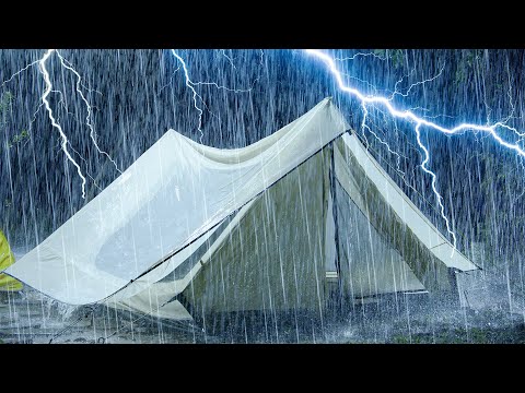 99% Instantly Deep Sleep with Thunderstorm Sounds | Natural Heavy Rain on Tent & Powerful  Thunder