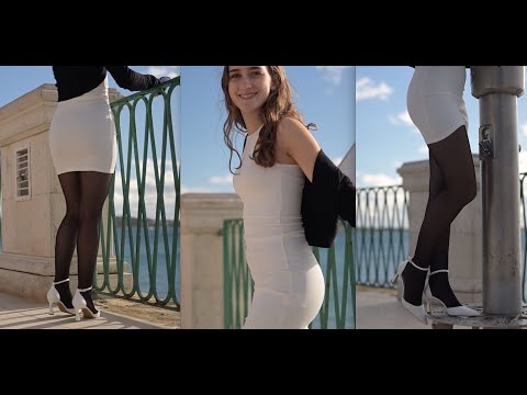 CINEMATIC FASHION EDITORIAL  : Pantyhose, Tights, Mini Dress, Heels (4K)