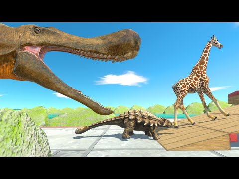 Escape Challenge: Animals and Dinosaurs vs Flesh Crocodile! | Animal Revolt Battle Simulator