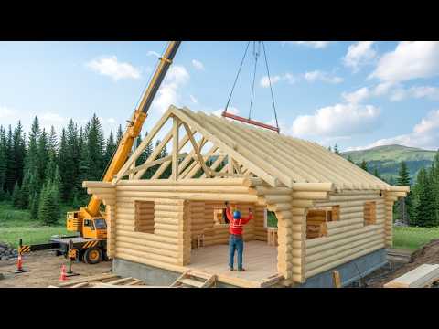 Family Builds Stunning Wooden Cabin on a Remote Volcanic Island | Start to Finish