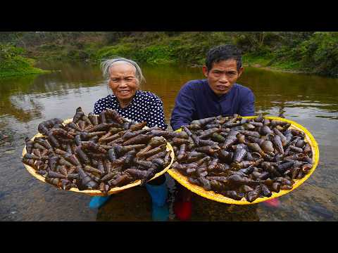 Delicious wild mountain snails and five-fingered peach traditional food | Guangxi Grandma