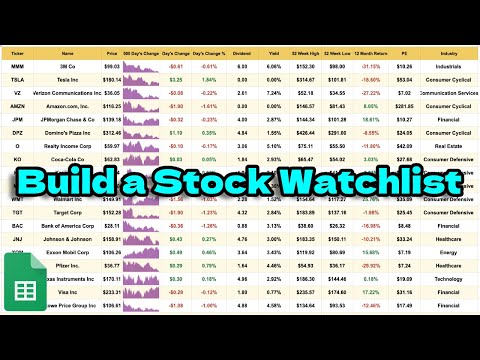 Build a Custom Stock Watchlist in Google Sheets! (Step by Step Tutorial!)
