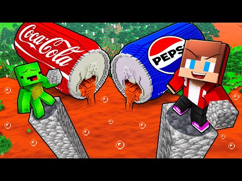 JJ and Mikey Escape from COCA-COLA & PEPSI Flood in Minecraft - Maizen
