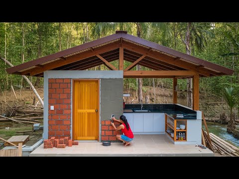 Genius Woman built herself a fully Equipped dream Kitchen in the middle of the Forest