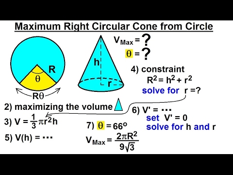 Calculus 1: Max-Min Problems (23 of 30) Maximum Right Circular Cone