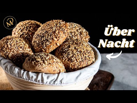 Vollkornbrötchen mit Übernachtgare - Gesunde Vollkornsemmel selber backen