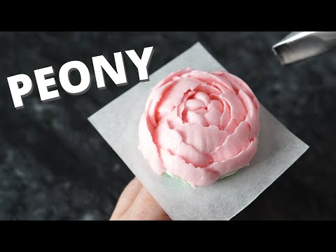 How to pipe buttercream peony flowers [ Cake Decorating For Beginners ]