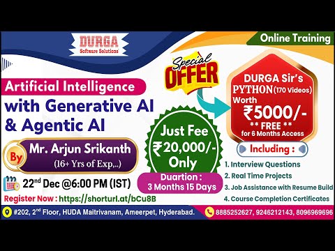 Artificial Intelligence with Generative AI & Agentic AI Online Training @ DURGASOFT