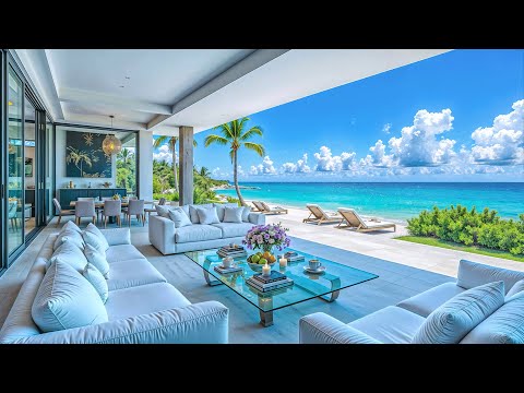 Upbeat Bossa Nova Jazz at Seaside Ambience ~ Morning Jazz Music with Sound of Ocean Waves to Refresh