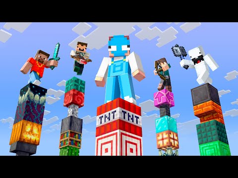 I Put 6 YouTubers on Random Item Pillars