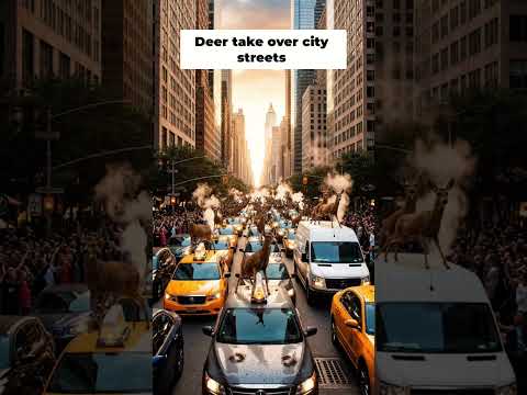 Wild Deer Take Over City Streets! Unbelievable Sight! #shorts