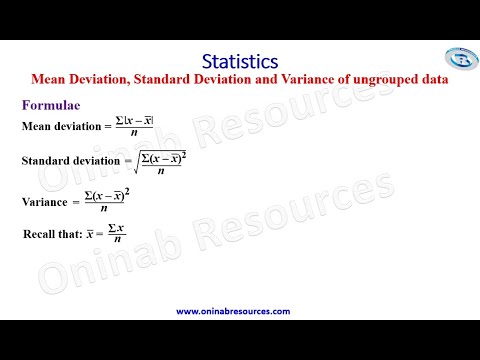 Statistics: Mean Deviation, Standard deviation and variance of ungrouped data