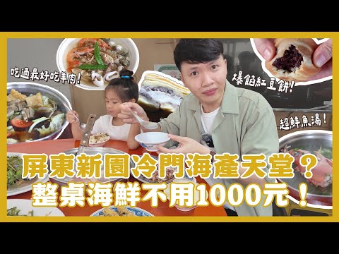 屏東新園？冷門海鮮天堂！一桌海鮮不到1000？10元紅豆餅！40元古早味剉冰！高雄人特地來吃的羊肉爐！｜內內