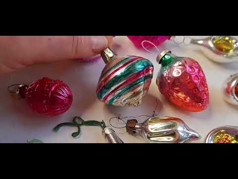 ПРОДАЖА НАБОРА " ЕЛОЧКА 60 СМ И 46 СТЕКЛЯННЫХ ИГРУШЕК - МАЛЮТОК" ВИНТАЖ СССР