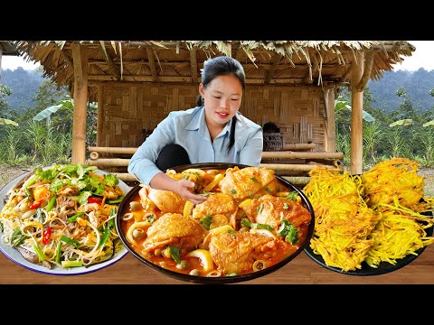Cozy Dinner with Traditional Chicken Stewed with Scallions by Family Recipe | Cooking and Harvesting