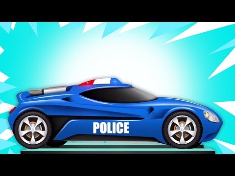 Carro de polícia futurista | Garagem do carro | Kids Vehicles | Learn Futuristic Cars | Police Car