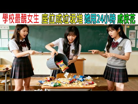 學校最醜女生，座位成垃圾堆，她用24小時，成爲校花！成爲學校大佬