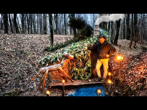 Building a Cozy Shelter Over the Water | Clay Oven ,Bushcraft , Survival
