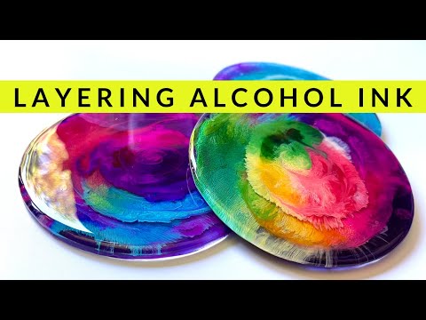 The stunning effect of layering Alcohol ink in resin: Vibrant Rainbow and ocean colors