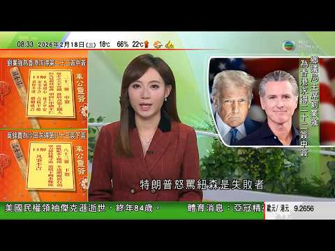 0900 無綫早晨新聞|車公誕.現場|劉業強:個人認為求得中簽不俗 簽文解釋不可守舊|特朗普與加州州長爆罵戰 據報衝突深層原因在雙方能源與氣候上對立|英國失業率見五年高位|TVB News