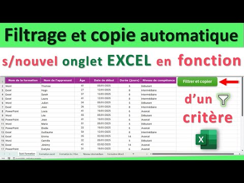 Tutoriel Excel filtrage et copie automatique des données sur un nouvel onglet 👍