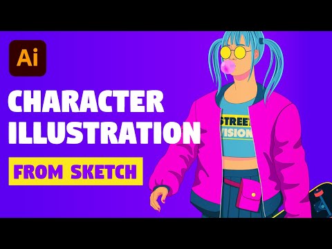 Character Illustration | Adobe Illustrator tutorial (Drawing from Sketch)