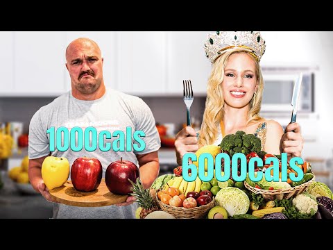 WORLDS STRONGEST MAN swaps DIETS with a 120lbs PAGEANT QUEEN