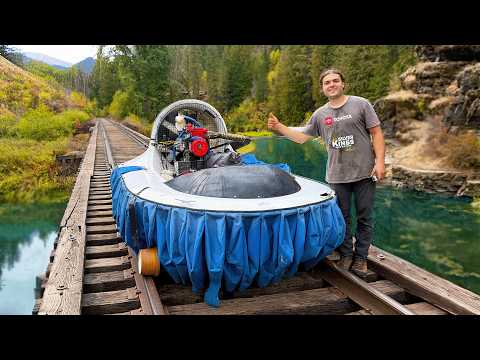 Exploring 100 Miles of Abandoned Railroad on Hovercraft - Solo Camping