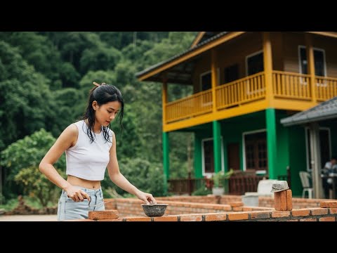 Girl CEO Paints and Finishes Her Hand-Built Bamboo House | A Journey of Strength and Grace