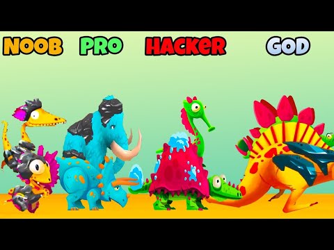 Dino bash - NOOB vs  PRO vs HACKER vs GOD unclock all dinosaurs