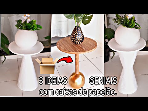 3 IDEIAS GENIAIS DE MESAS DE APOIO LATERAL FEITAS DE PAPELÃO DE MANEIRA FÁCIL E PRÁTICA DE FAZER