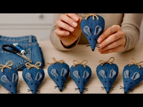 Turn old jeans into cute mice _Creativity in recycling 👖🐭