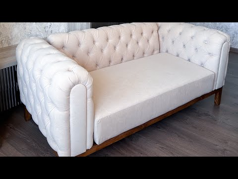 Процесс изготовления дивана с каретной стяжкой для дома DIY Chesterfield sofa