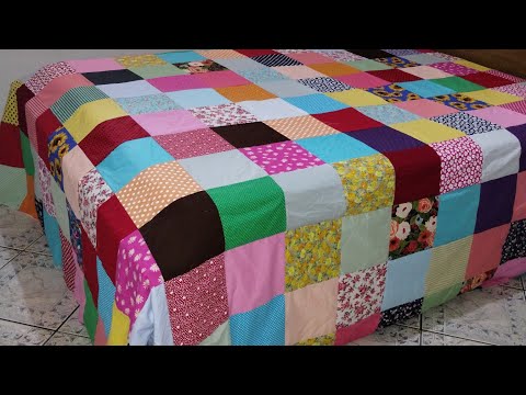 COMO FAZER COLCHA de RETALHOS. RECICLAGEM de TECIDO. FICA LINDA.