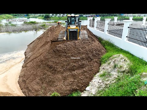 Amazing Operator Skill Pushing Filling Land Building Road Using powerful Old Dozer SHANTUI