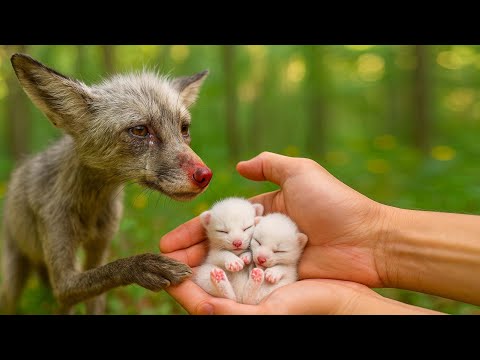 With tears in her eyes, the mother fox brought 2 little foxes 🦊 to me—she had no other choice. 🦊🥰❤️