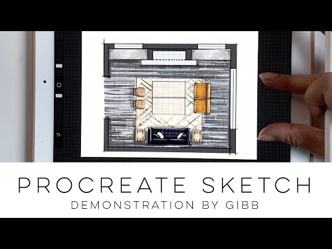 Procreate interior design Furniture plan time lapsed demonstration