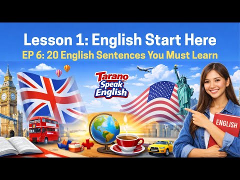 Lesson 1: English Start Here | EP 6: – 20 Basic English Sentences for Daily Life | Beginner Speaking