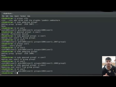 groups in linux | create , modify and delete groups | types of groups | remove & add user to a group