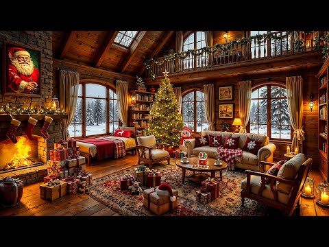 Cozy Christmas Cabin Ambience 🎄🔥 Relaxing Christmas Jazz Background Music 2026 & Crackling Fireplace