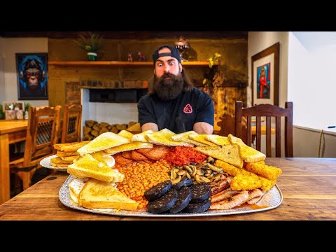 ONLY 18 MINUTES TO FINISH THIS FULL ENGLISH BREAKFAST CHALLENGE! | BeardMeatsFood
