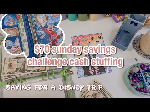 $70 savings challenge cash stuffing | DISNEY DAY | sunday savings december 2 | #savingschallenges