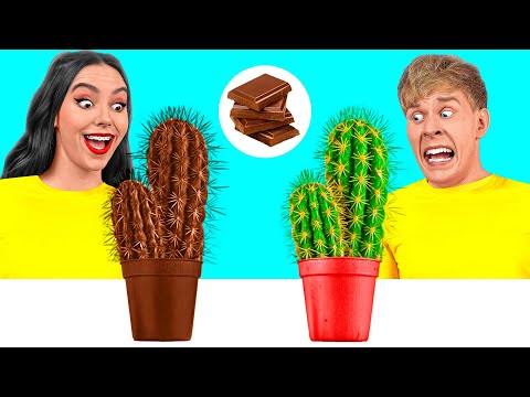 チョコレートの食べ物 vs 本物の食べ物のチャレンジ とともにWednesday Addams | いたずら戦争 Trend DO Challenge