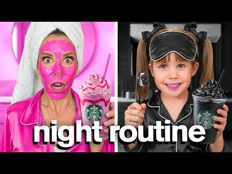 Black Vs Pink Night Routine with Daughter