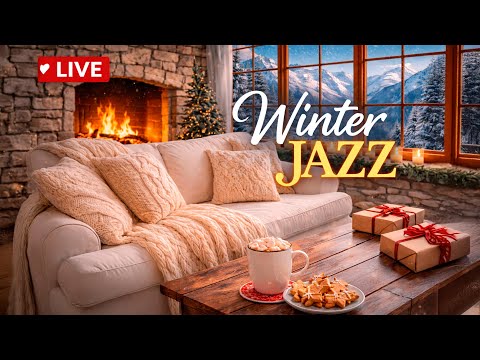 Winter Jazz LIVE ❄️ Cozy Fireplace Jazz for Relaxing, Studying & Evening Vibes
