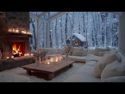 📖🎹 Winter Piano Lounge with Fire Crackling & Snow Outside – Ideal for Study, Relaxation & Sleep