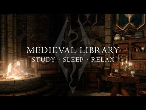 Relaxing Library | Ambience for Focus, Study, Sleep, in Skyrim - No Mid Roll Ads