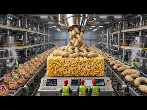 Inside the Coconut Worm Factory | How Giant Worms Are Turned Into Instant Noodles (Full Process)