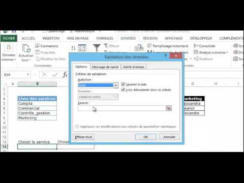 Comment créer une liste deroulante dependante avec fonction INDIRECT dans Excel