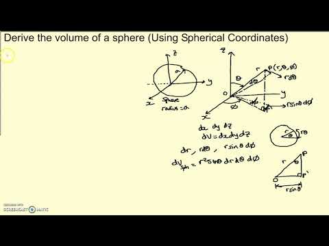 Derive the volume of a sphere using spherical coordinates.